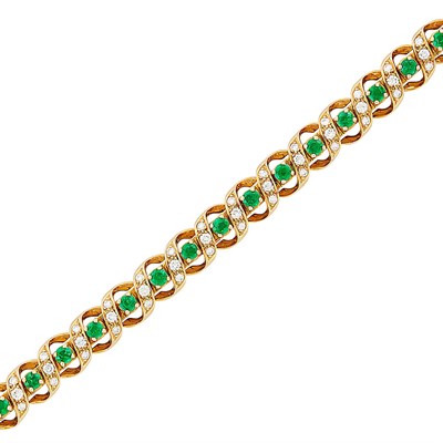 Lot 356 - Gold, Emerald and Diamond Bracelet