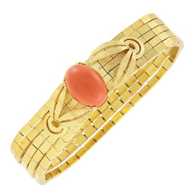 Lot 196 - Five Strand Gold Bracelet with Coral Clasp