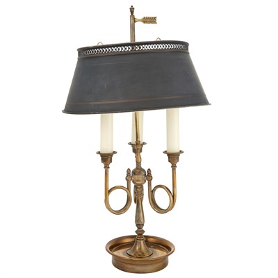 Lot 307 - Brass Three-Light Bouillotte Lamp With a tôle...