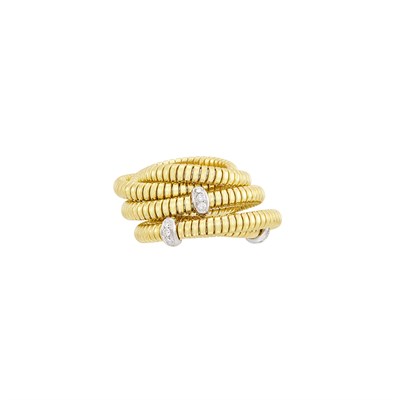 Lot 84 - Six Band Gold and Diamond Coiled Snake Link Band Ring