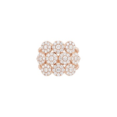 Lot 254 - Three Row Rose Gold and Diamond Floret Ring