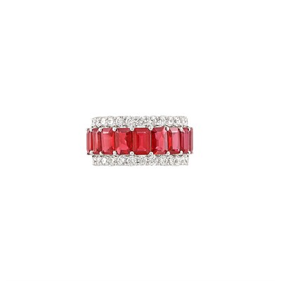 Lot 318 - White Gold, Ruby and Diamond Ring