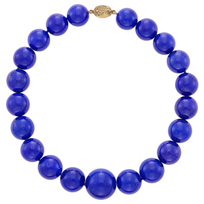 Lot 65 - Lapis Bead Necklace with Silver Clasp