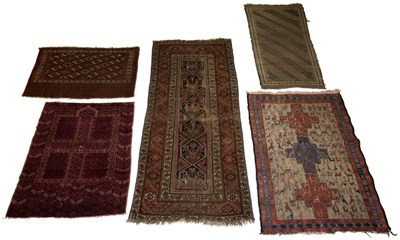 Lot 373 - Five Assorted Rugs Comprising a Hamadan runner,...