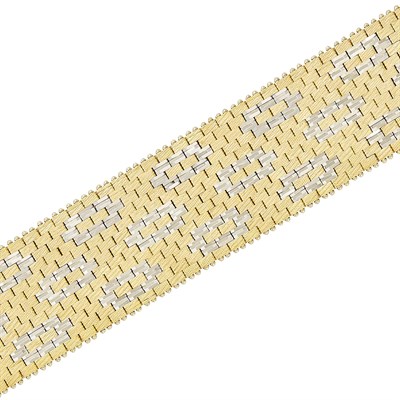 Lot 391 - Wide Two-Color Gold Buckle Bracelet