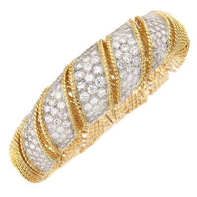 Lot 649 - Gold, Platinum and Diamond Bracelet