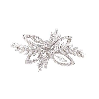 Lot 628 - Platinum and Diamond Double Clip-Brooch