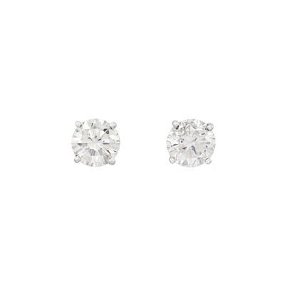 Lot 677 - Pair of Platinum and Diamond Stud Earrings