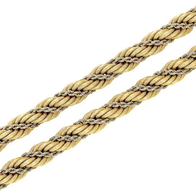 Lot 337 - Pair of Two-Color Gold Bracelets/Necklace Combination