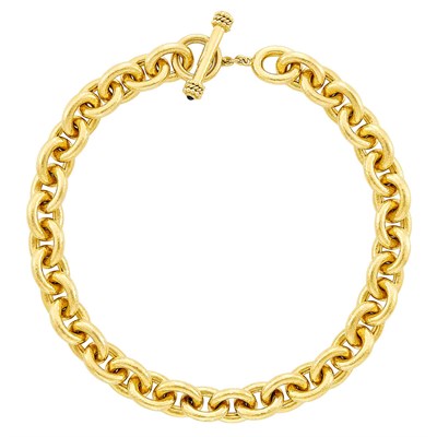 Lot 640 - Hammered Gold Link Toggle Necklace, Elizabeth Locke