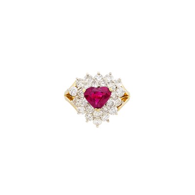 Lot 562 - Two-Color Gold, Ruby and Diamond Ring