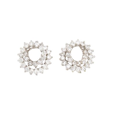 Lot 423 - Pair of White Gold and Diamond Spiral Earrings
