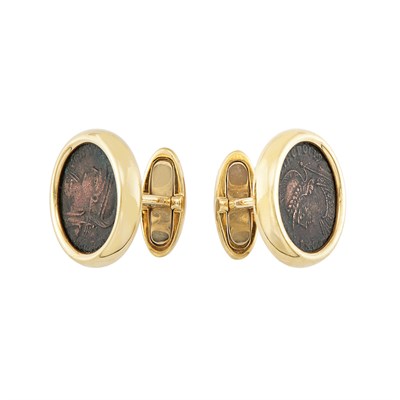 Lot 531 - Pair of Gold and Coin Cufflinks, Bulgari