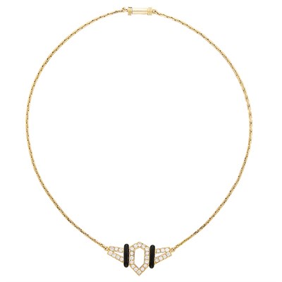 Lot 571 - Gold, Diamond Necklace and Black Enamel Necklace, David Webb