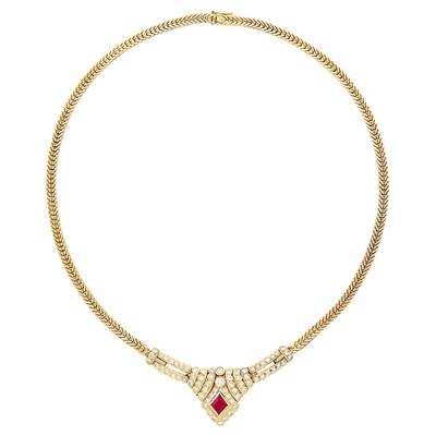 Lot 563 - Gold, Ruby and Diamond Necklace, Hammerman Brothers