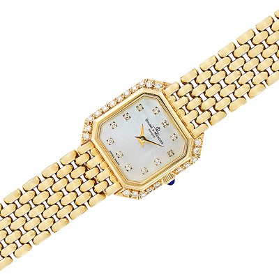 Lot 114 - Gold, Mother-of-Pearl and Diamond Wristwatch, Baume & Mercier
