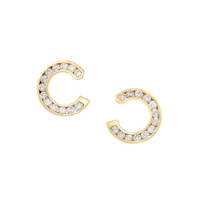 Lot 501 - Pair of Gold and Diamond Hoop Earrings