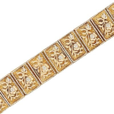 Lot 257 - Tricolor Gold and Diamond Bracelet