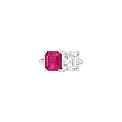 Lot 525 - Platinum, Ruby and Diamond Ring, Cartier