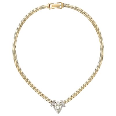 Lot 533 - Two-Color Gold and Diamond Snake Chain Necklace
