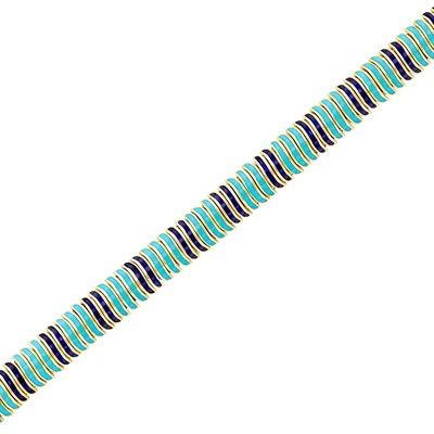 Lot 598 - Gold, Turquoise and Blue Enamel Bracelet