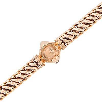 Lot 537 - Rose Gold Bracelet-Watch, Universal