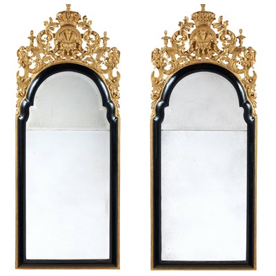 Lot 354 - Pair of William III Black-Japanned and...