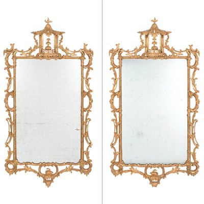 Lot 380 - Pair of George II Style Giltwood Pier Mirrors...