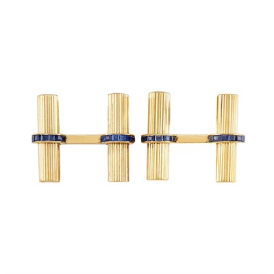 Lot 528 - Pair of Gold and Sapphire Cufflinks