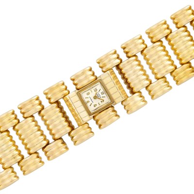 Lot 534 - Wide Gold Bracelet-Watch