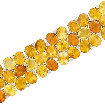 Lot 506 - Gold, Citrine and White Sapphire Bracelet