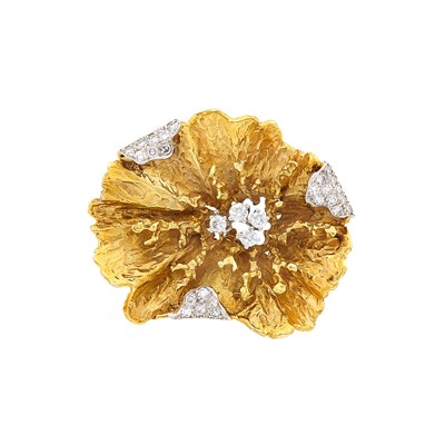 Lot 327 - Gold, Platinum and Diamond Brooch