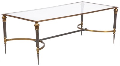 Lot 334 - Glass, Steel and Brass Low Table Height 17 1/4...