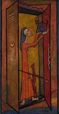 Lot 70 - Angel Botello Puerto Rican, 1913-1986 Girl...