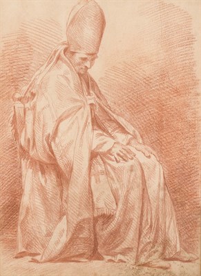 Lot 34 - Bolognese School 17th Century Seated Bishop...