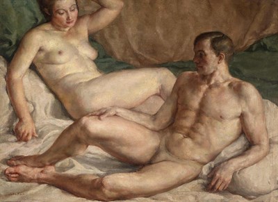 Lot 1079 - John Koch American, 1909-1978 Lovers Signed...
