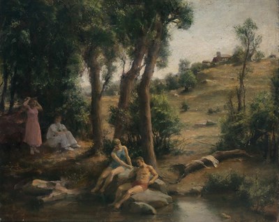 Lot 1072 - John Koch American, 1909-1978 Bathers Oil on...