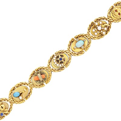 Lot 1106 - Gold and Gem-Set Bracelet