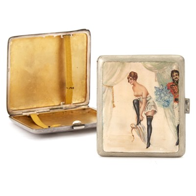 Lot 188 - Four Enameled Silver or Silver Plated Erotic...
