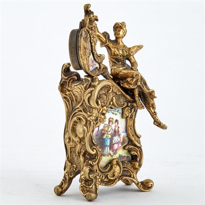 Lot 199 - Continental Gilt-Metal and Enamel Desk Clock...