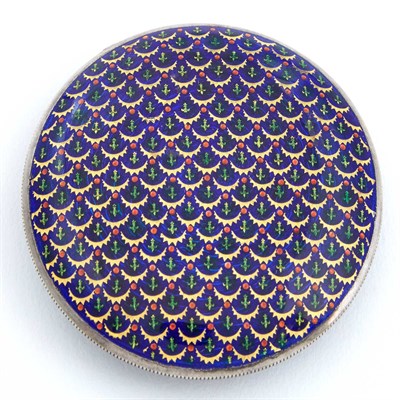 Lot 182 - Silver and Enamel Compact Diameter 2 1/2 inches.