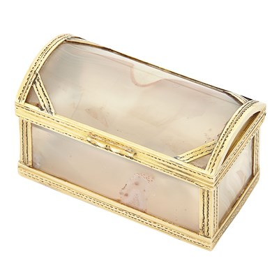 Lot 188 - Continental Gold-Mounted Agate Box Rectangular,...