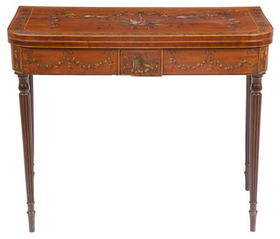 Lot 373 - George III Style Painted Satinwood Card Table...