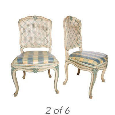 Lot 152 - Set of Six Louis XV Style Painted and Caned...