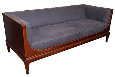 Lot 158 - Contemporary Upholstered Mahogany Sofa Height...