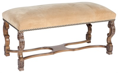 Lot 166 - Baroque Style Suede Upholstered Stained Wood...