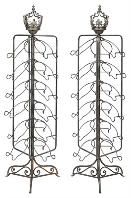 Lot 172 - Pair of Iron Display Racks Each surmounted...
