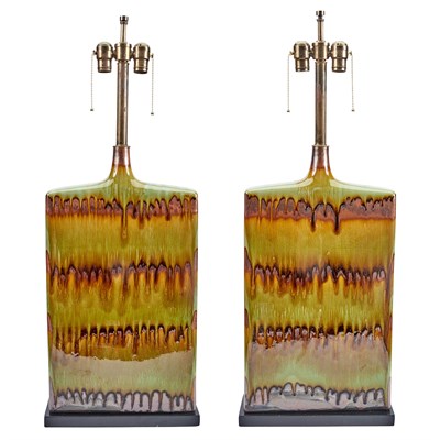 Lot 176 - Pair of Glazed Ceramic Lamps Modern Height...