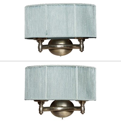 Lot 180 - Pair of Pewter Finish Metal Two-Light Wall...