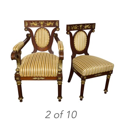 Lot 257 - Set of Ten Empire Style Gilt-Metal-Mounted...